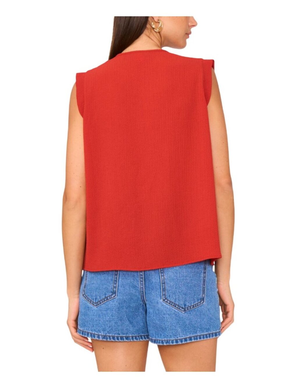 NWT Vince Camuto Chili Red Textured Pleated Sleeveless Top S MSRP $69 - Picture 7 of 7
